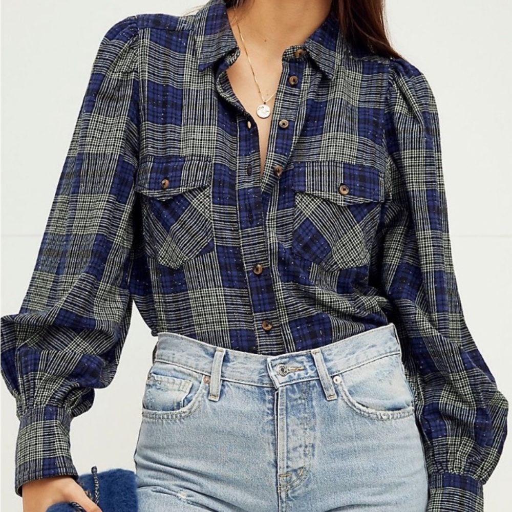 Plaid Button-Up Women's Top